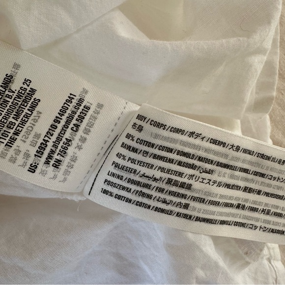 Abercrombie & Fitch White Puff Sleeve ORing Dress Size Medium - Picture 9 of 12